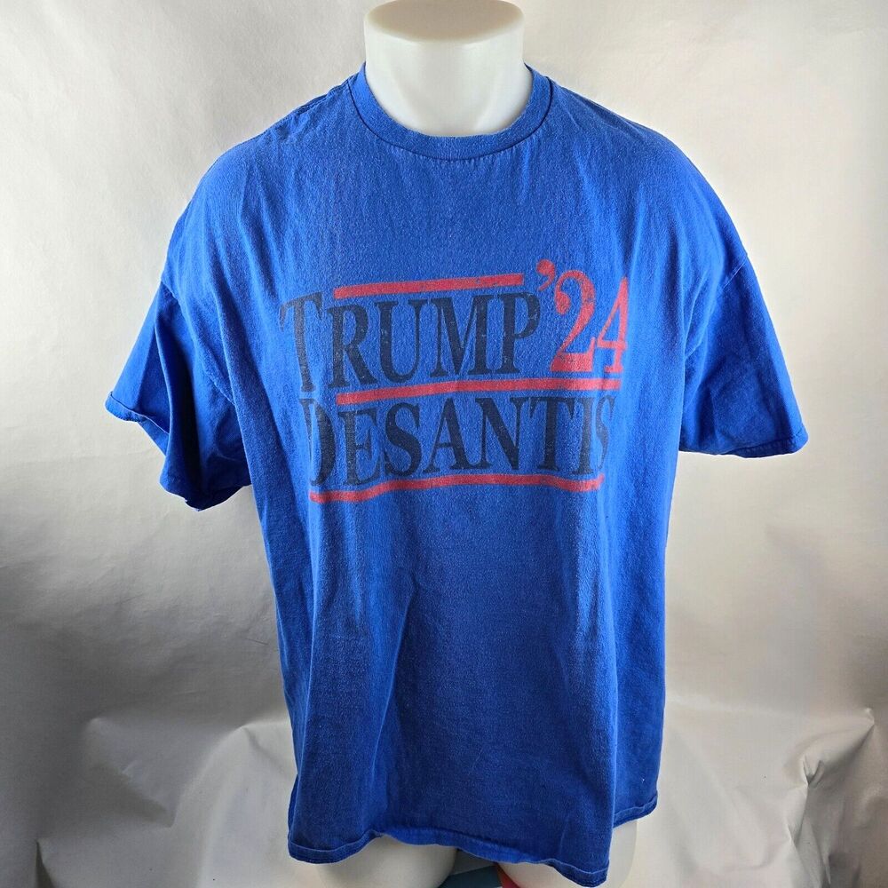 Trump DeSantis T Shirt Mens 2XL Blue  2024 24 Election Make America Florida